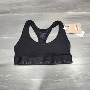 Calvin Klein Unlined Bralette‎ Racerback Wireless Modern Cotton QF7990 XS Black